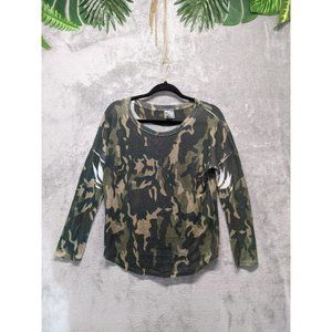 🍑BARCODE CLOTHING USA Women Lightweight Sweater Green Camo Pattern SMALL (4-6)